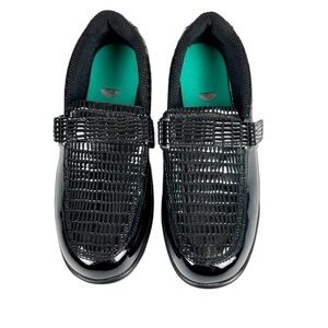 Orthofeet Black Leather Hook and Loop 819 Chelsea Croc Slip-on Shoes Size 9.5 W